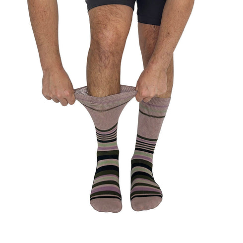 Stripes Pink + Black Diabetic Socks