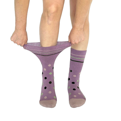 Polka Dots Pink + Black Diabetic Socks
