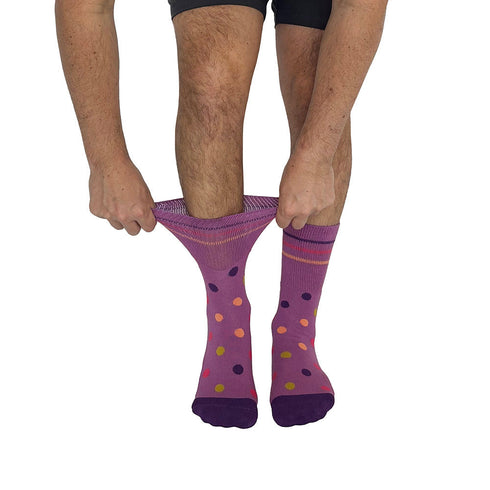 Polka Dots Purple + Orange Diabetic Socks