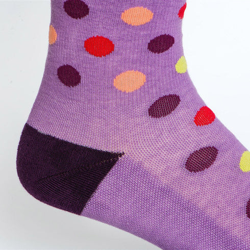 Polka Dot Purple + Pink Cotton Compression Socks
