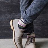 Stripe Black + Pink Cotton Compression Socks thumbnail 3