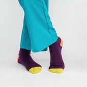 Color Block Purple + Orange Cotton Compression Socks thumbnail 2