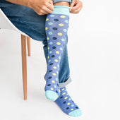 Polka Dot Navy + Teal Cotton Compression Socks thumbnail 2