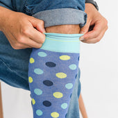 Polka Dot Navy + Teal Cotton Compression Socks thumbnail 3