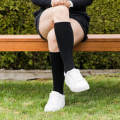 Solid Black Cotton Compression Socks thumbnail 2