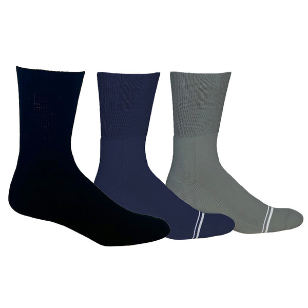 3 Pack - Diabetic Socks - Solid - [Black, Grey, Navy]
