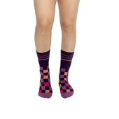 Checker Purple + Orange Diabetic Socks thumbnail 2