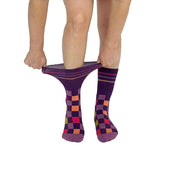 Checker Purple + Orange Diabetic Socks thumbnail 3