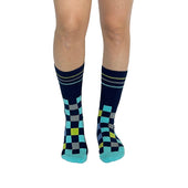 Checker Navy + Teal Diabetic Socks thumbnail 5