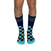 Checker Navy + Teal Diabetic Socks thumbnail 3