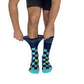 Checker Navy + Teal Diabetic Socks thumbnail 2