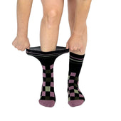 Checker Black + Pink Diabetic Socks thumbnail 2