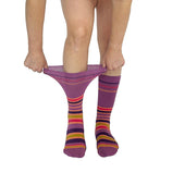 Stripes Purple + Orange Diabetic Socks thumbnail 2