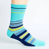 Stripes Navy + Teal Diabetic Socks thumbnail 1