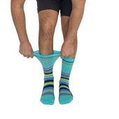 Stripes Navy + Teal Diabetic Socks thumbnail 2