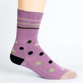 Polka Dots Pink + Black Diabetic Socks thumbnail 1