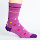 Polka Dots Purple + Orange Diabetic Socks thumbnail 1
