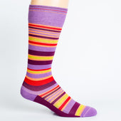 Stripe Purple + Orange Cotton Compression Socks thumbnail 1