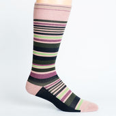 Stripe Black + Pink Cotton Compression Socks thumbnail 1