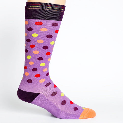Polka Dot Purple + Orange Cotton Compression Socks