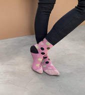 Polka Dot Black + Pink Cotton Compression Socks thumbnail 2